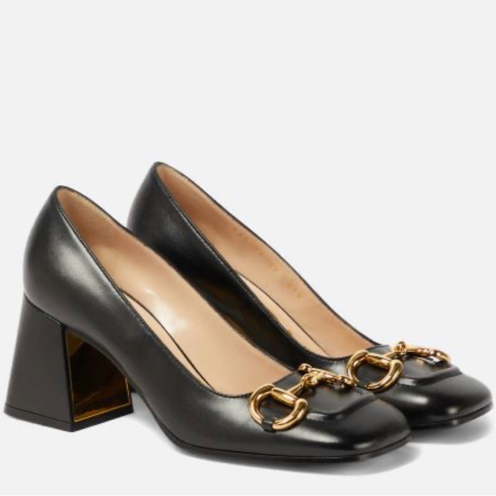 Gucci Mid- Heel Pump with Horsebit Black Leather